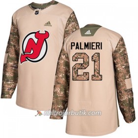 Män Ishockey New Jersey Devils Tröja Kyle Palmieri 21 Adidas 2017-2018 Camo Veterans Day Practice Authentic